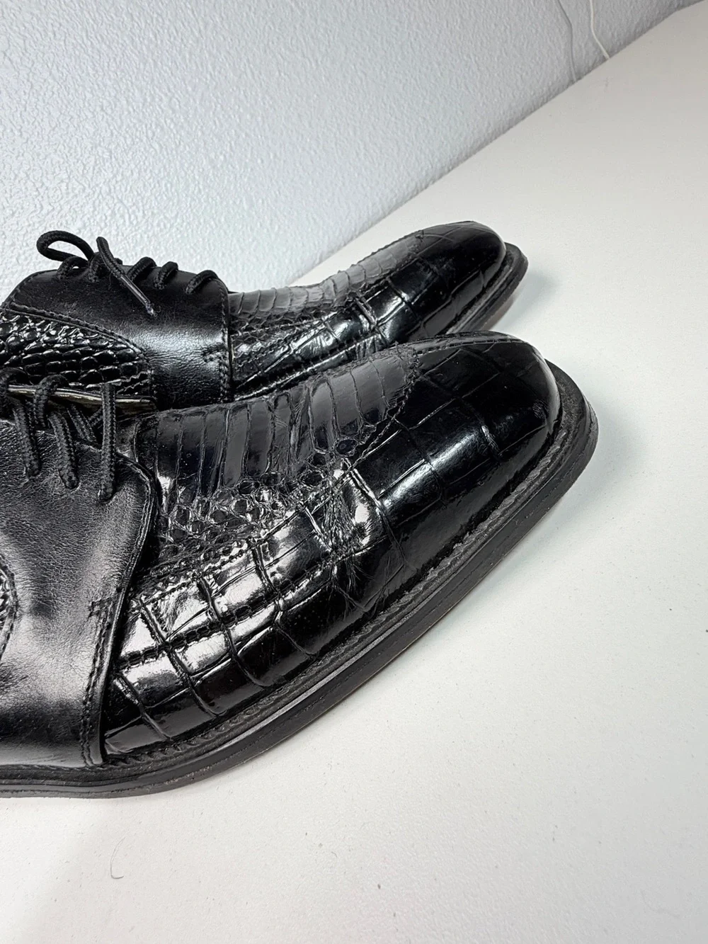 Stacy Adams Genuine Snake Leather Croc Embossed Oxford Dress Shoes men size 9